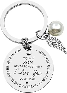 To My Son Keychain Inspirational Gifts for Son From Dad, I Love You Forever Keychain Birthday Christmas Valentine's Day Graduation Anniversary Back To School Gifts for Boys Stepson Son in Law Jewelry