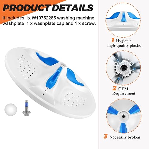 Miniatura 2 de Beaquicy W10752285 - Placa de lavado para lavadora, compatible con lavadora Whirlpool/Kenmore, repuesto PS10064550, W10609478, W10723577, W10834904,