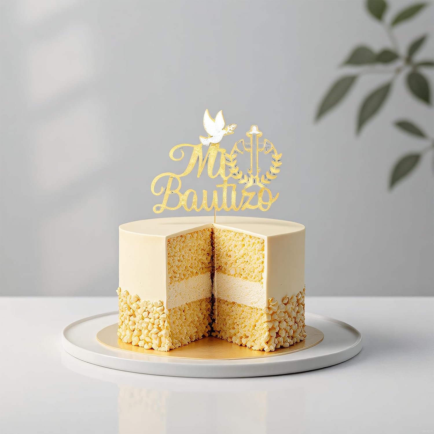 Spanish Mi Bautizo Cake Topper First Holy Communion Cakes Pick Glitter Bless Baptism Cake Decoration Golden Birthday Party Supplies Cross Dove Cakes Deco for Christening Shower Theme Gender Reveal