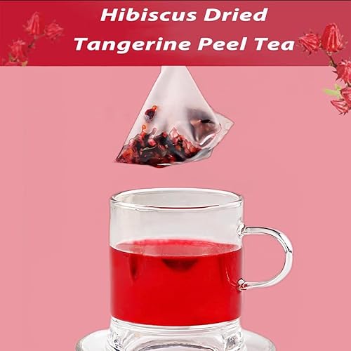 Miniatura 4 de Té de hibisco de 7.05 oz para presión arterial alta, 0.35 oz* 20 bolsas de té de cáscara de mandarina seca de hibisco, bolsas de té de hibisco, Te