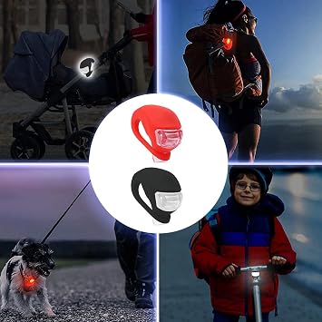 4Pcs Bike Lights Front and Back - Reliable Companion for Outdoor Cycling, Three Brightness Level Options Ensuring Nighttime Riding, Highly Elastic Waterproof LED Bike Lights Black & Red