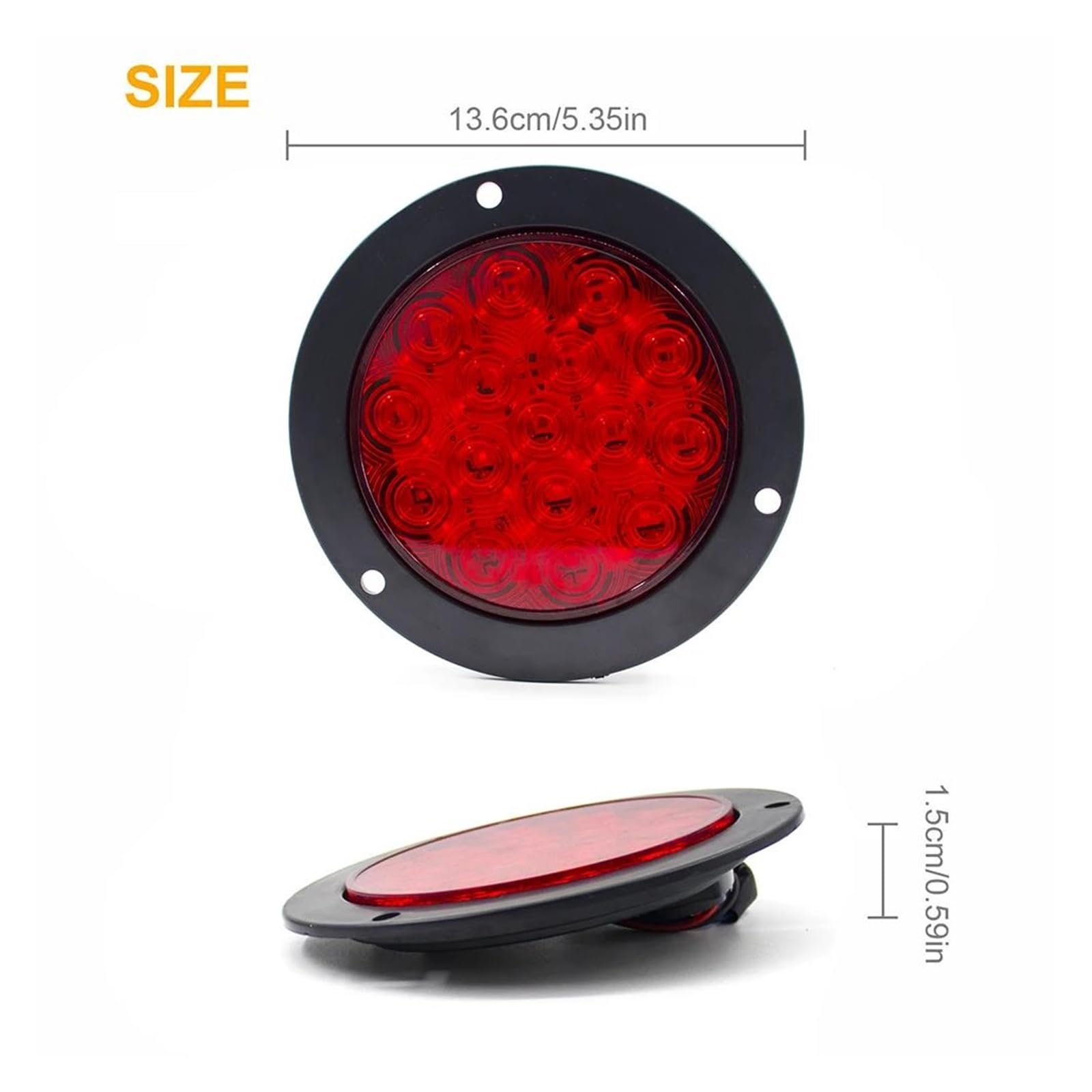 Genérico Faros Antiniebla 2 luces traseras redondas 12 V y 24 16 LED 4 pulgadas coche intermitentes freno marcha atrás para camión remolque
