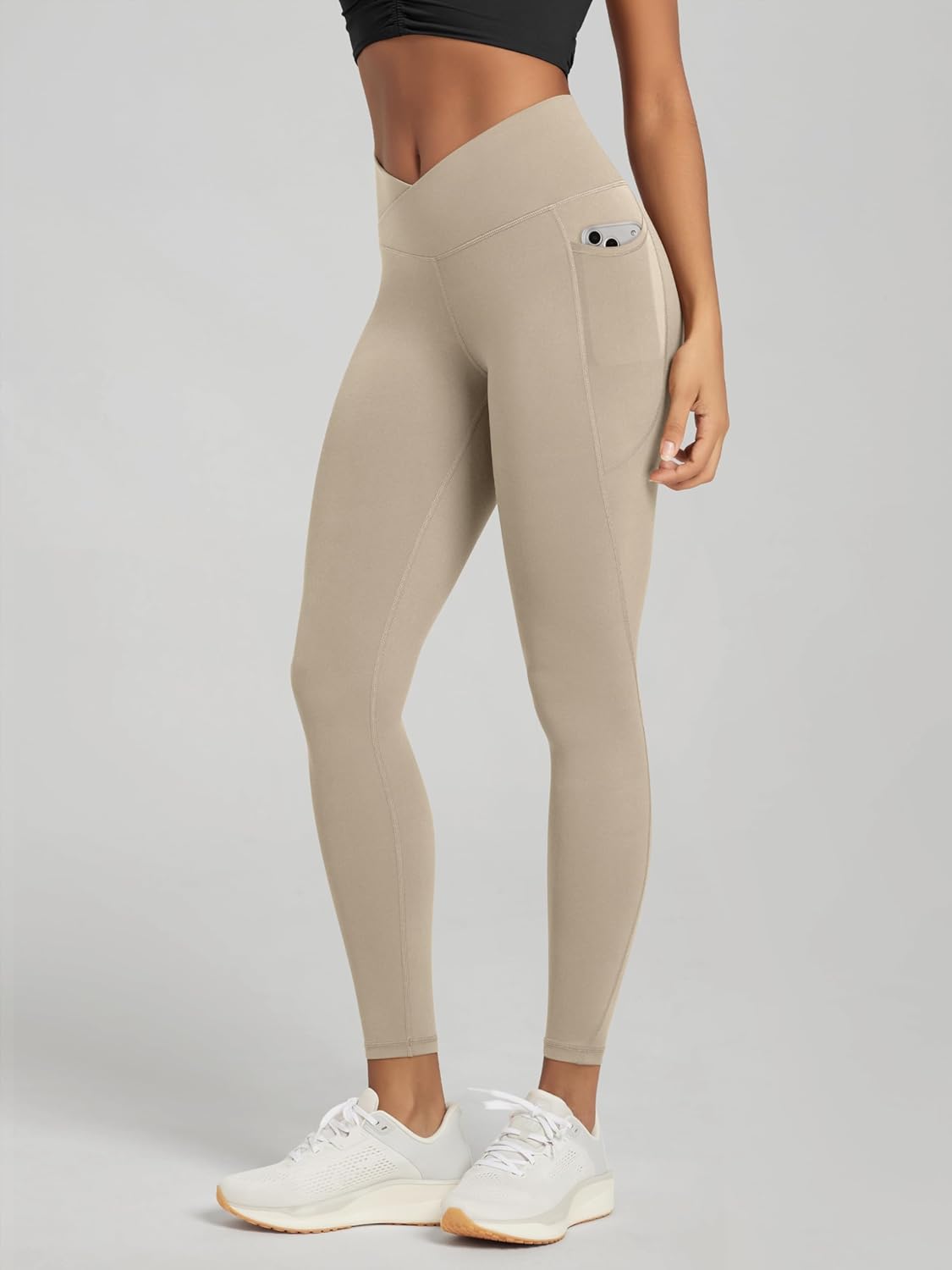 ODODOS 2 Pack Buttery Soft Cross Waist Leggings with Pockets for Women, ODCLOUD 25" / 28" Crossover Lounge Yoga Pants - Image 2