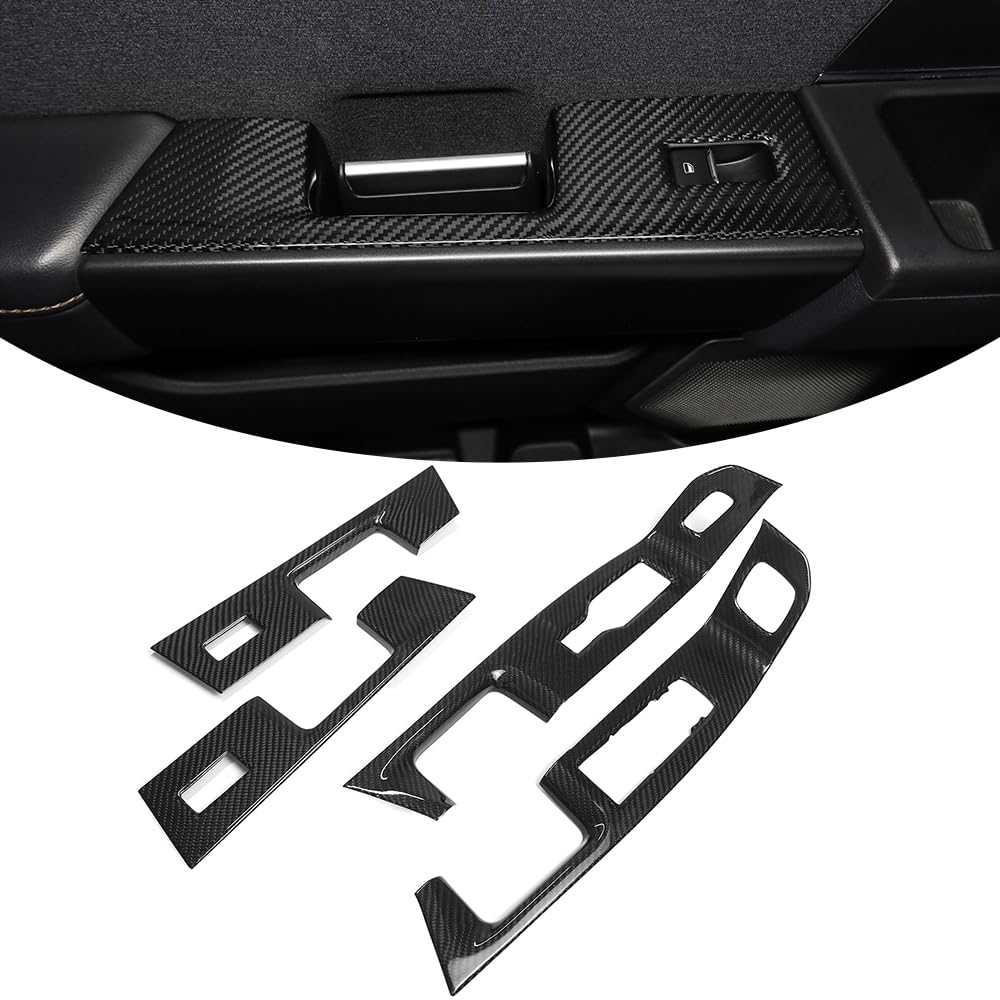 Jogon Carbon Fiber Window Lift Switch Control Panel Trim for Ford F-150 F150 Raptor 2021 2022 2023 2024 Front & Rear Window Rise Door Lock Cover