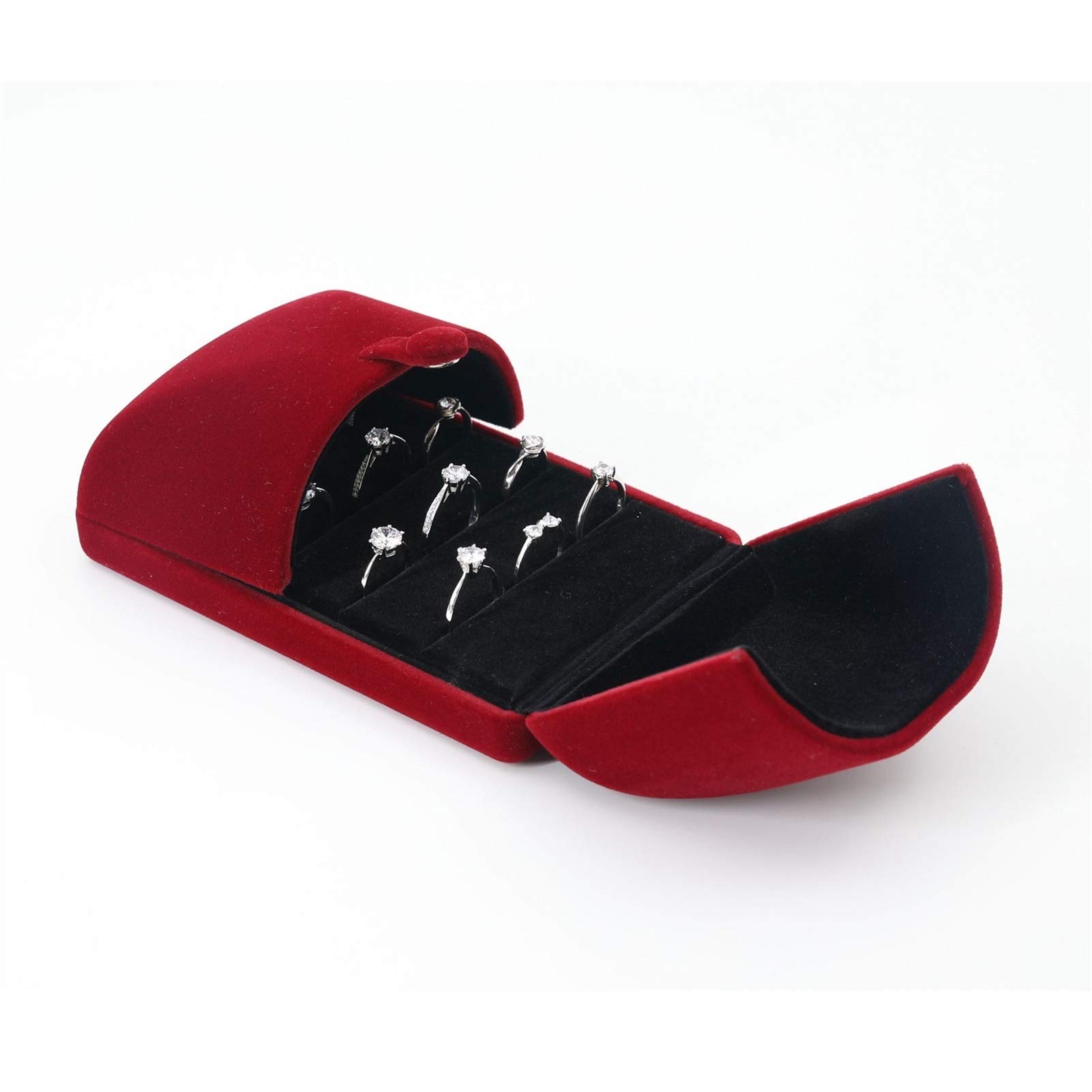 HDBCYUAZ Velvet Ring Box Earring Jewelry for Proposal/Engagement/Wedding/Commercial Display Premium Gift(Red)