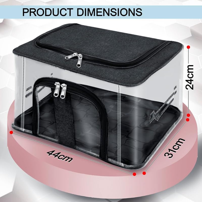 Image of Shibui Storage Bags With Cover And Double Zipper Closure For Clothing Protector Wardrobe Organiser.Black(Pack of 3)