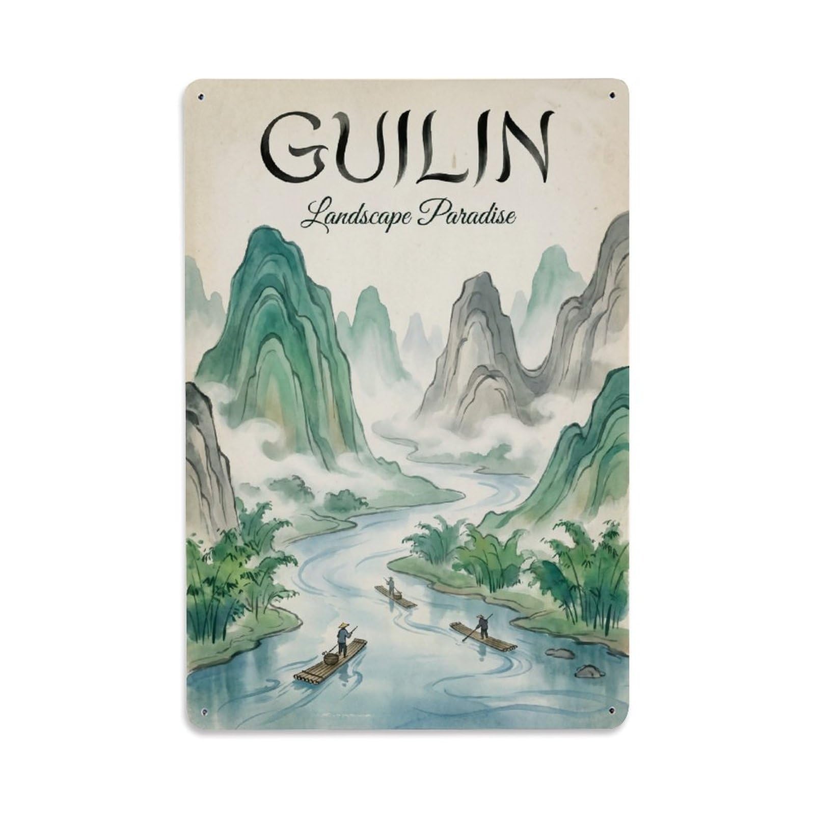 Huiyhb 8X12inch(20X30cm) Vintage Travel China Guilin Metal Tin Sign