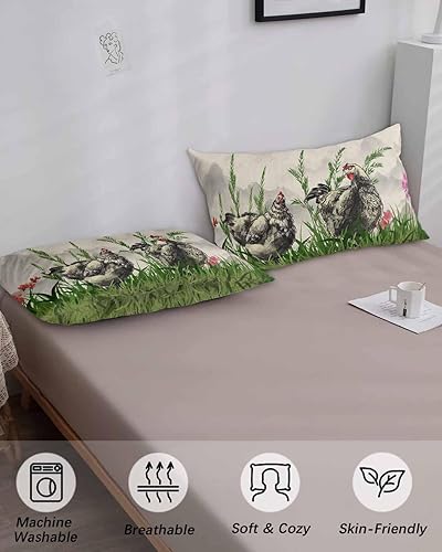 Miniatura 4 de Fundas de almohada de tamaño King de acuarela de pollo, fundas de almohada suaves para cama, fundas de almohada decorativas de lujo, funda de cojín