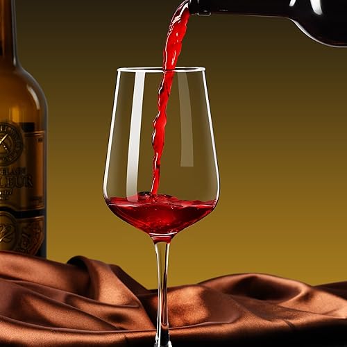 Miniatura 4 de PARACITY Juego de 4 copas de vino, sopladas a mano, vidrio transparente, copa de vino de tallo largo para vino tinto y blanco, vasos de 12 onzas