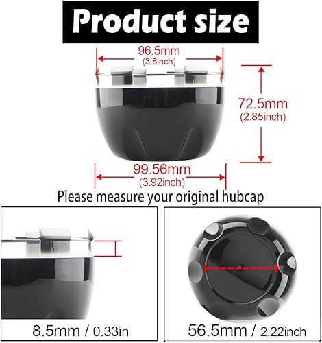 Miniatura 10 de 4 tapas centrales de rueda de 3.976 in (3.98 pulgadas) para Helo Maxx de repuesto de 6 llantas 789K101 X1834147-9SF (cromo, interior de 3.86