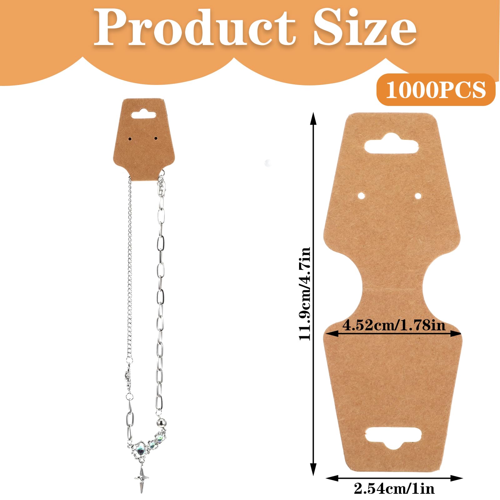 1000 Pcs Bracelet Display Cards Necklace Display Cards with Adhesive Jewelry Packaging Selling Card Jewelry Card Holder for Small Business of DIY Hanging Bracelets, Earrings, Keychain, Ear Studs