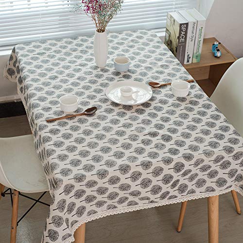 Nappe lavable coton et lin beige table à manger 140x140cm - 2