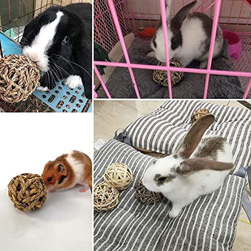 Hamiledyi Rabbit Grass Bed For Bunny, 21 Pcs Rabbit Chew Toys For Teeth Grinding Sweet Bamboo Timothy Stick Woven Grass Ball Pine Cone Natural Straw Bedding For Guinea Pig Hamster Chinchilla #TOP4