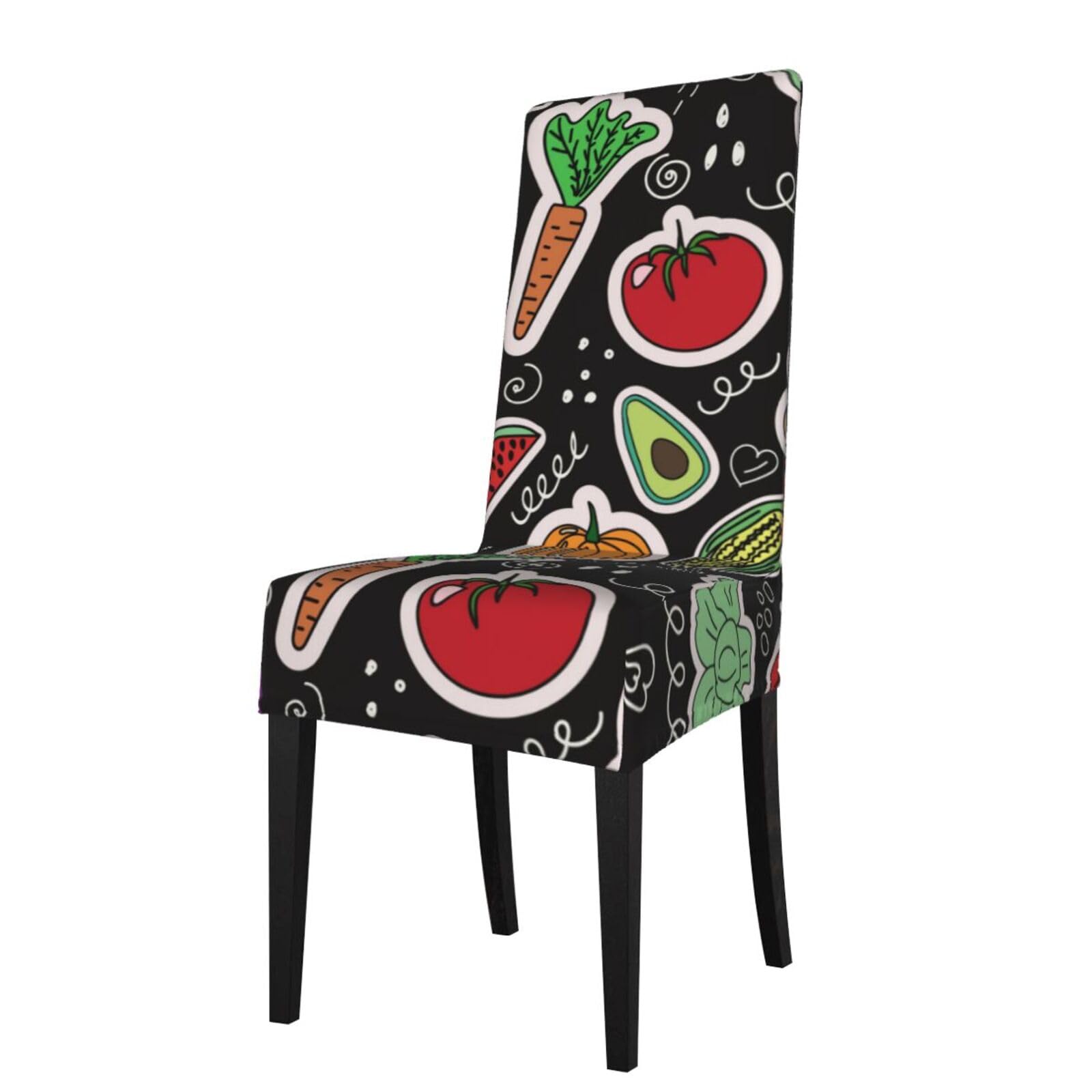LKYMOH Cartoon Vegetables Fruits, Chair Covers Stretch Chair Slipcovers for Dining Room, for Party Pet Protection Universal Fit Soft Polyester