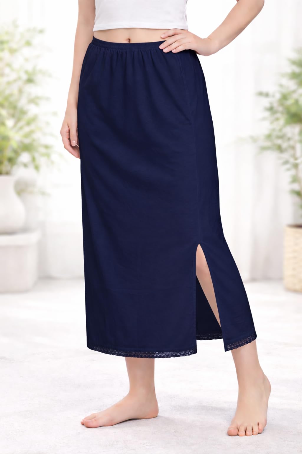 mybody Women's Cotton Rich Maxi Ankle Length Inner Skirt Slip (in, Alpha, 3XL, NAVYBLUE)-picture-19