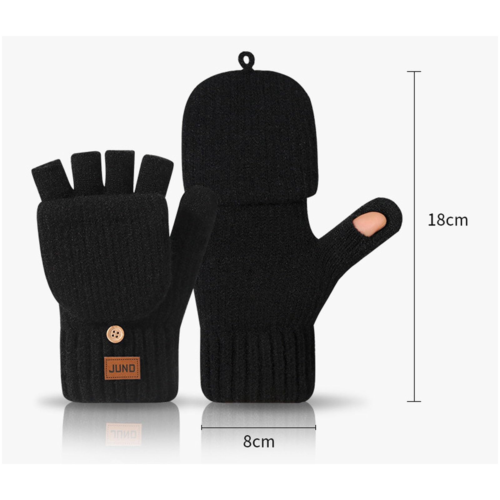 Generisch Fingerlose Handschuhe mit Kappe, Winter Flip Handschuhe für Damen Herren, Warm Strick Halbfingerhandschuhe mit Alpakawolle, Touchscreen