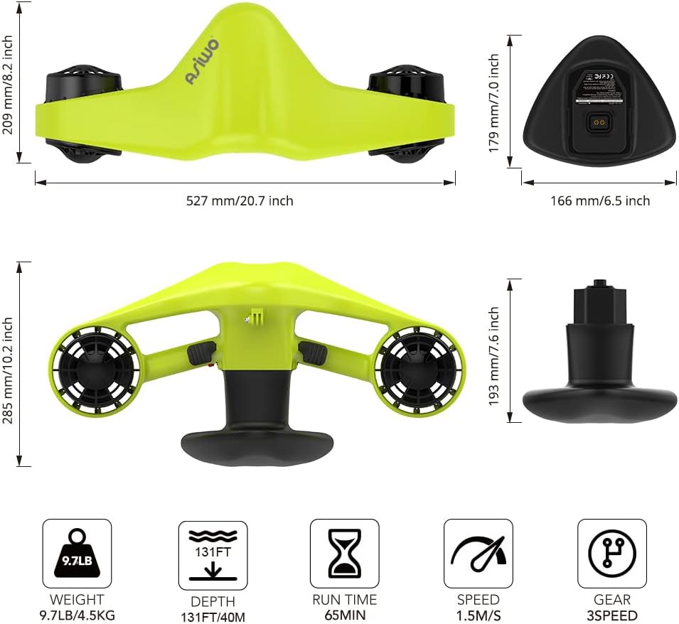 Asiwo Scooter Underwater Pro with action for action camera - Double scooter Motor Motor Oled Display 40m Waterproof for swimming snorkeling adventures on diving and fish chase 4 61ADRvOSG+L. AC SL1000