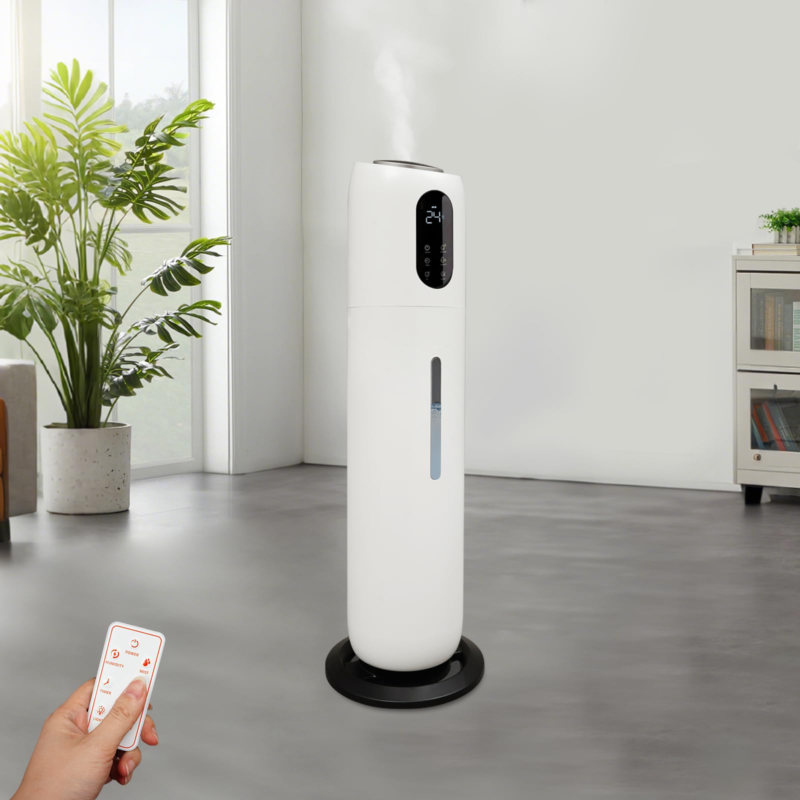 Umidificatore 9L 3 livelli Umidificatore ad ultrasuoni con funzione di sterilizzazione e telecomando Grande umidificatore silenzioso Torre Humidifier 12H Massima atomizzazione 10,56 oz/h per