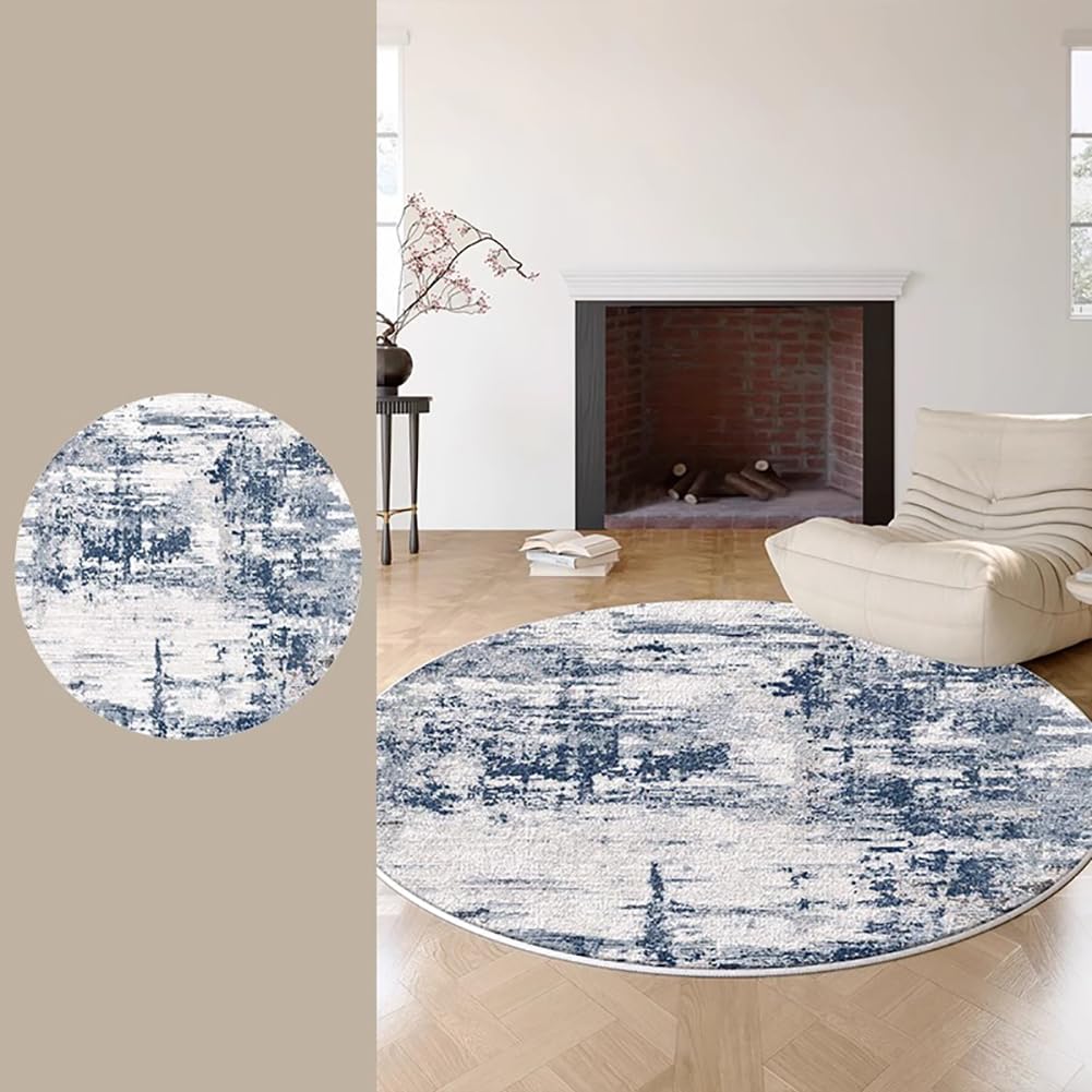 Tapis rond en laine artificielle douce de 180 cm pour un salon élégant et chaleureux