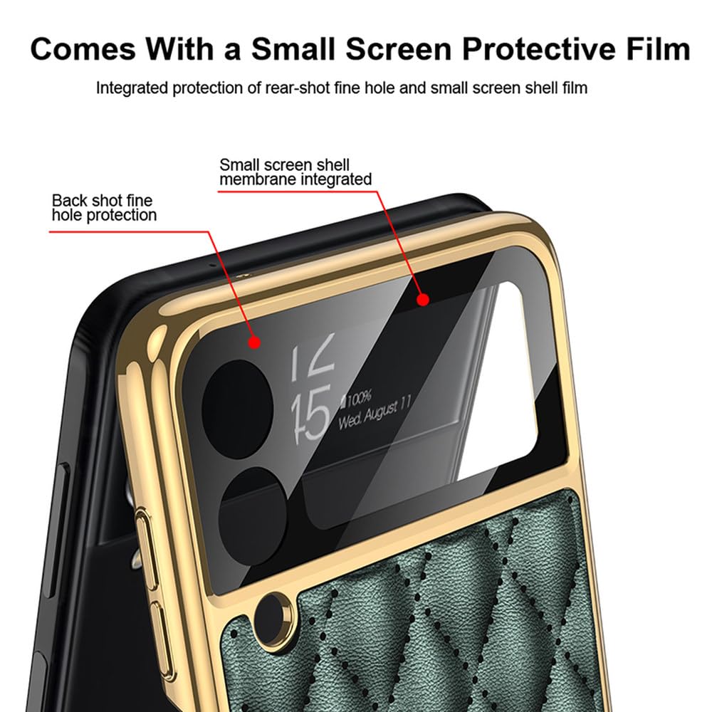 Funda para Samsung Galaxy Z Flip5 Flip4 Z Flip3 Funda de Cuero Simple Plegable con Soporte de aro Funda Protectora con Todo Incluido, Color Blanco, para Samsung Z Flip5