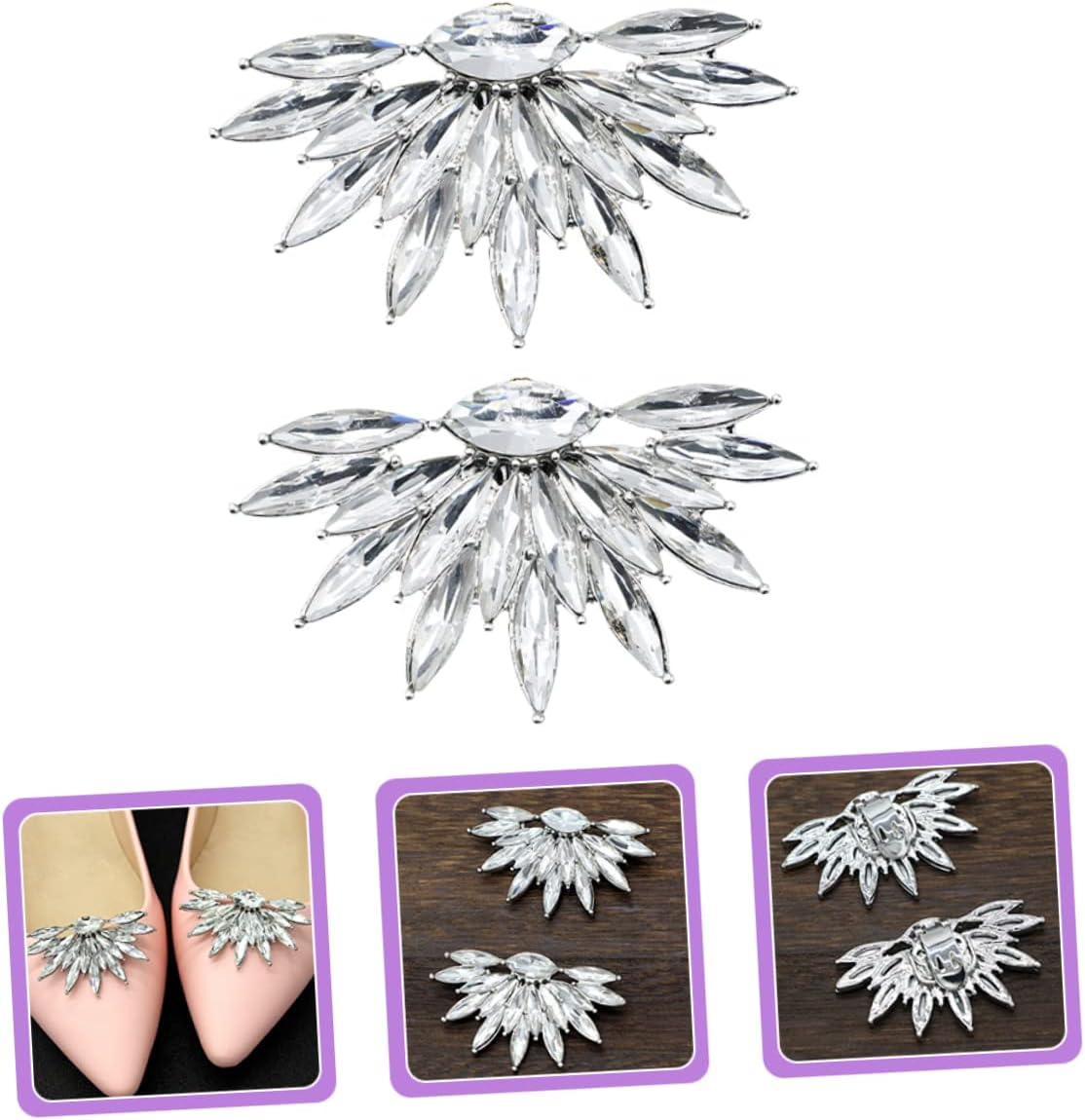 Abaodam 8pcs Rhinestone Shoe Clips for Women Stylish Design Wedding Decoration Versatile Buckles for Shoes Bags and Scarves for Bridal Parties and Special Occasions