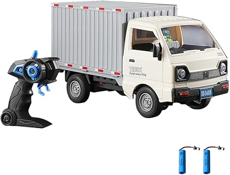 Remote Control Car RC Truck,116 Scale RC Transporter Truck, 2.4GHz All Terrain RC Transport Cars with Spray & Light, 2 Batteries White