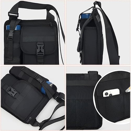 Miniatura 2 de Bolsas de hombro con soporte para botella de agua, bolsa cruzada para botella de agua, bolsa cruzada para deportes al aire libre, Negro -