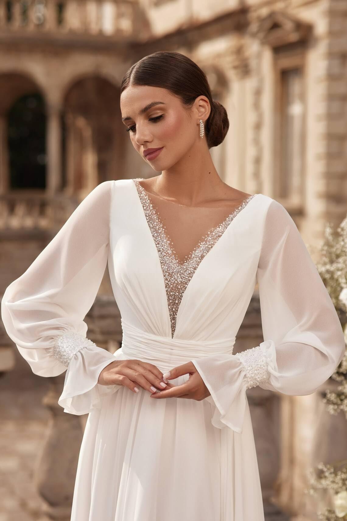 Robe de mariée bohème pour mariée - En tulle et dentelle - Longue et élégante