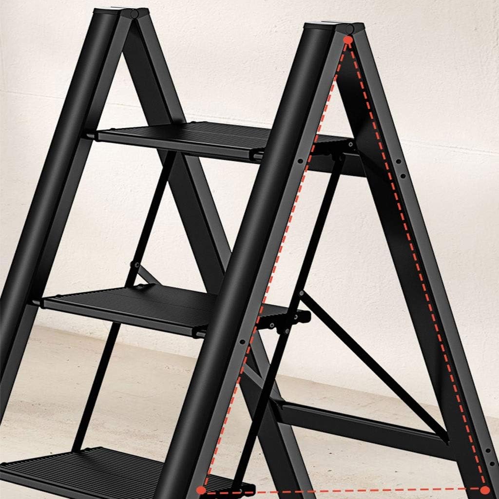 OKUOKA Ladders,Step Ladder Household Folding Multifunctional Indoor Dual-Use Thickened Telesaluminum Alloy Ladder Herringbone Stepladder Ladder 3/4 Step Stepladder/61Cm