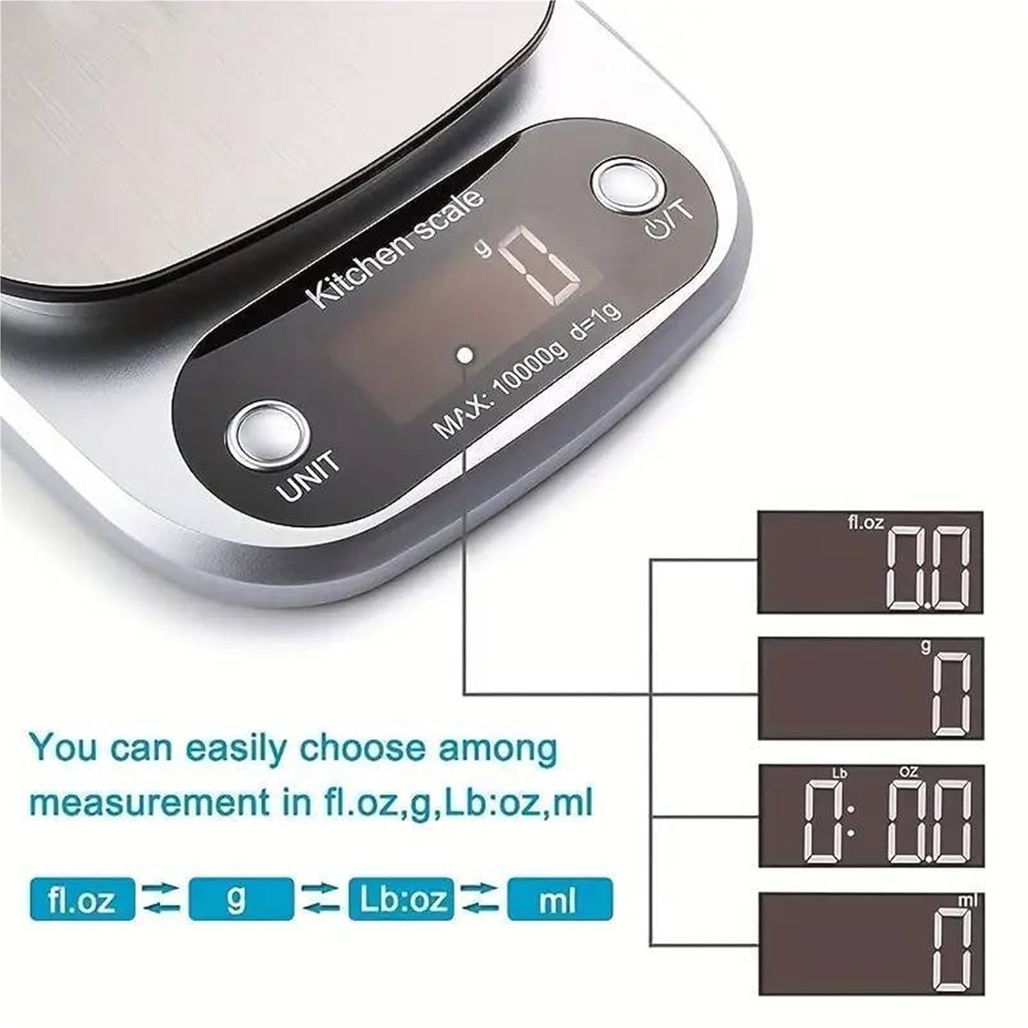 Digital Scale- Kitchen Scale 10kg Electronic Scale Multifunction Measuring Tool Gram Scale LCD Display