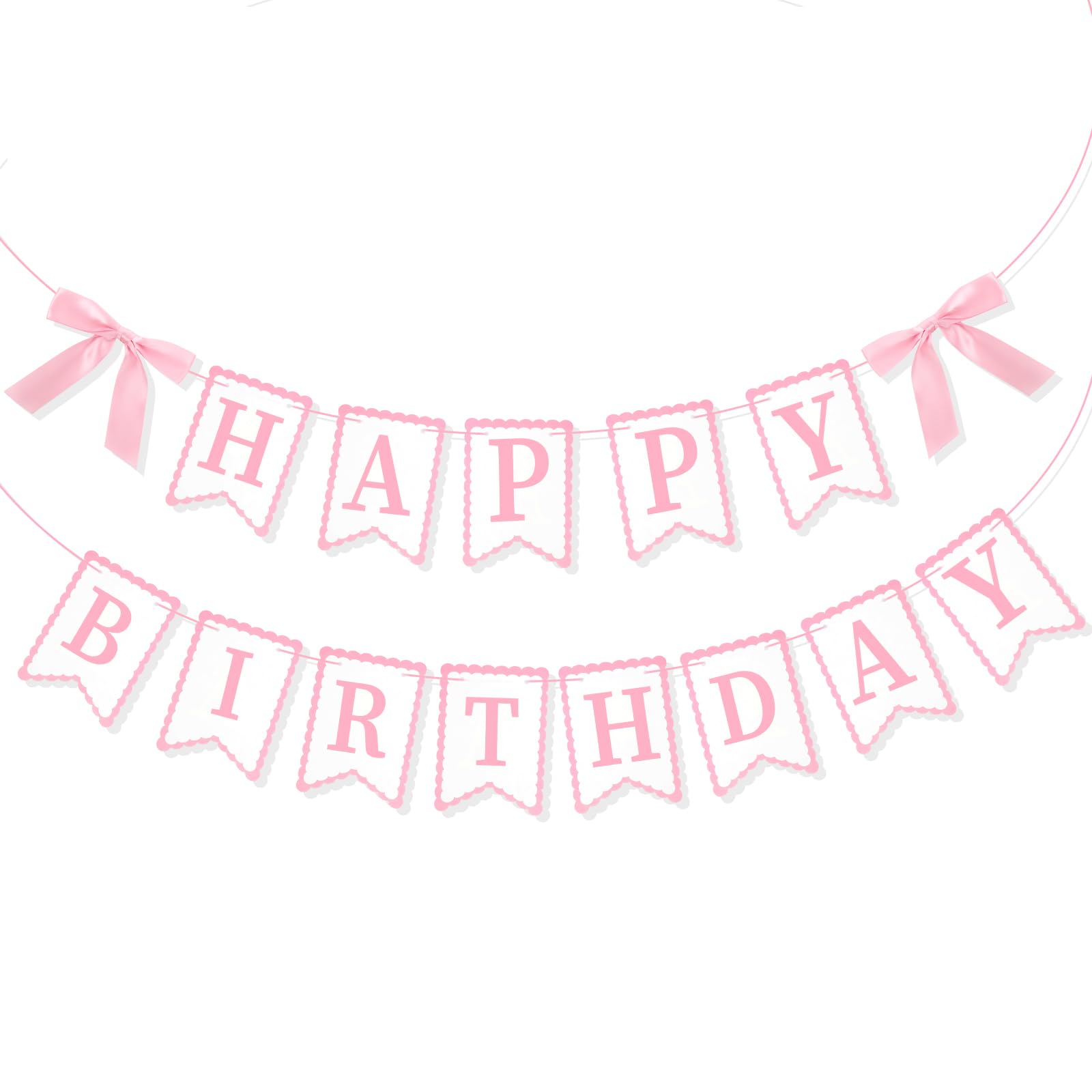 Happy Birthday Banner Pink, Sweet Birthday Party Decorations Garland Set, for Women Party Supplies(Pink)