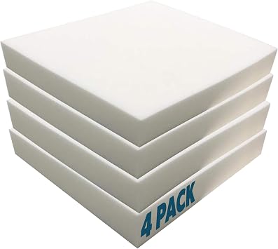 Foamma 4 x 24 x 24 4 Pack - High Density Outdoor Couch Cushion Replacement for Patio Furniture, Square Foam Pad for Couch Cushion Support, Upholstery Foam Padding for Sofa - Cover Not Included