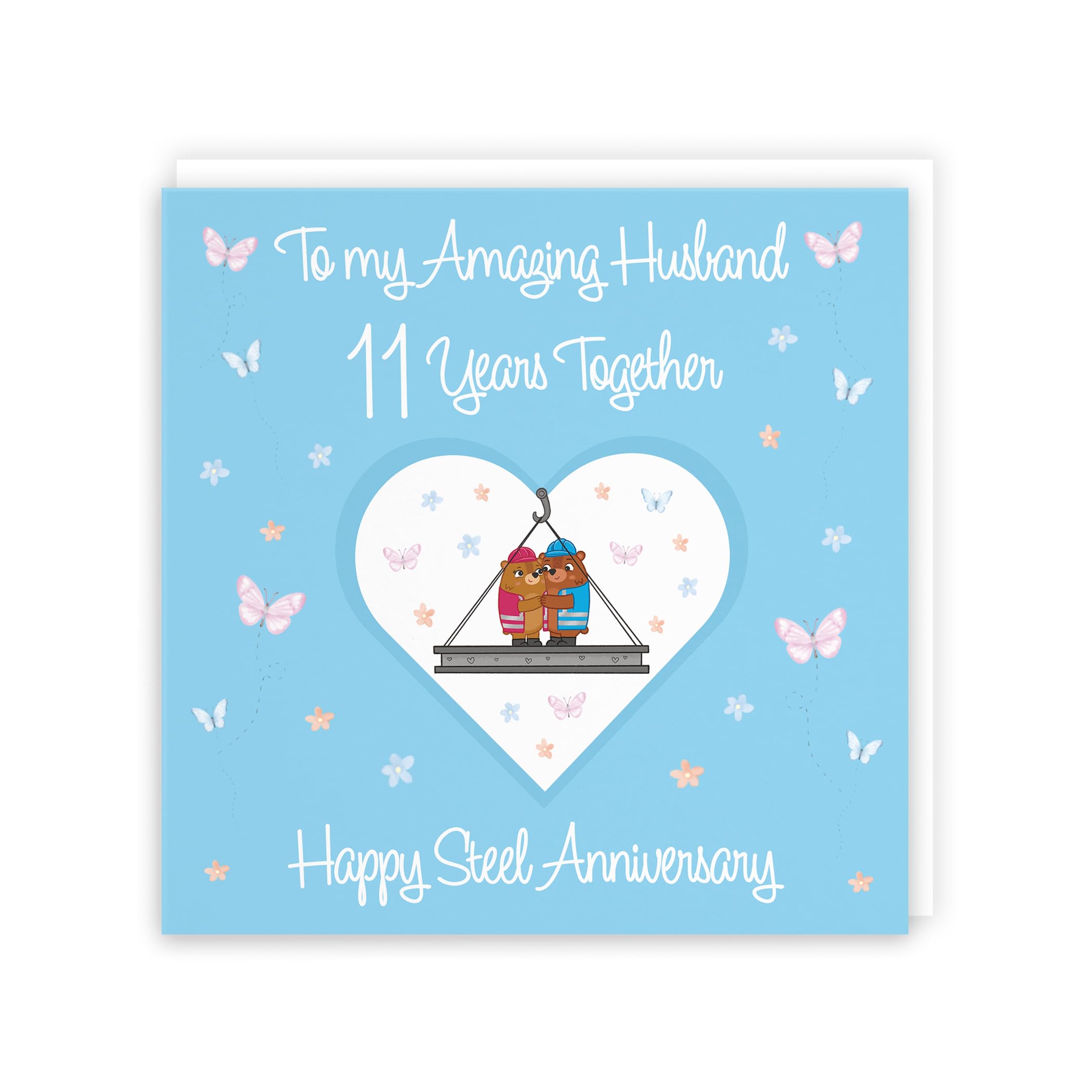 Hunts England, Husband 11th Anniversary Card, 11 Years, Steel Anniversary, Romantic Meadows, Fun Card - Image 3