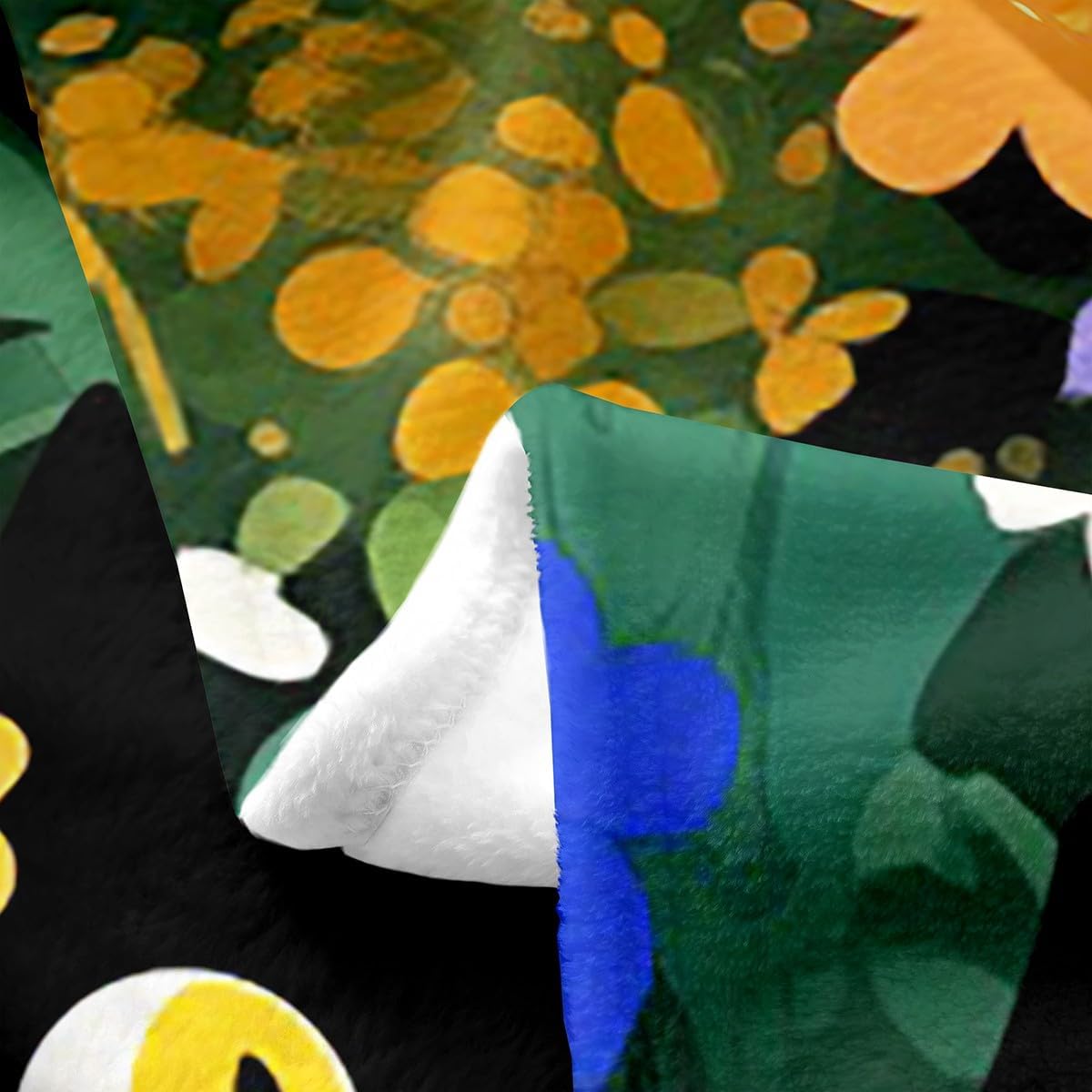 jejeloiu Cute Black Cat Fleece Throw Blanket Twin 60"x80" Kids Flowers Floral Flannel Blanket Plush Fuzzy for Boys Girls Cartoon Kawaii Animal Artwork for Bed Couch Chair Living Room - Image 5