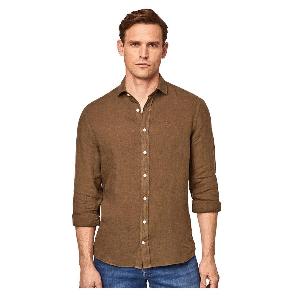 Hackett London Men's Garment Dyed Linen K Shirt