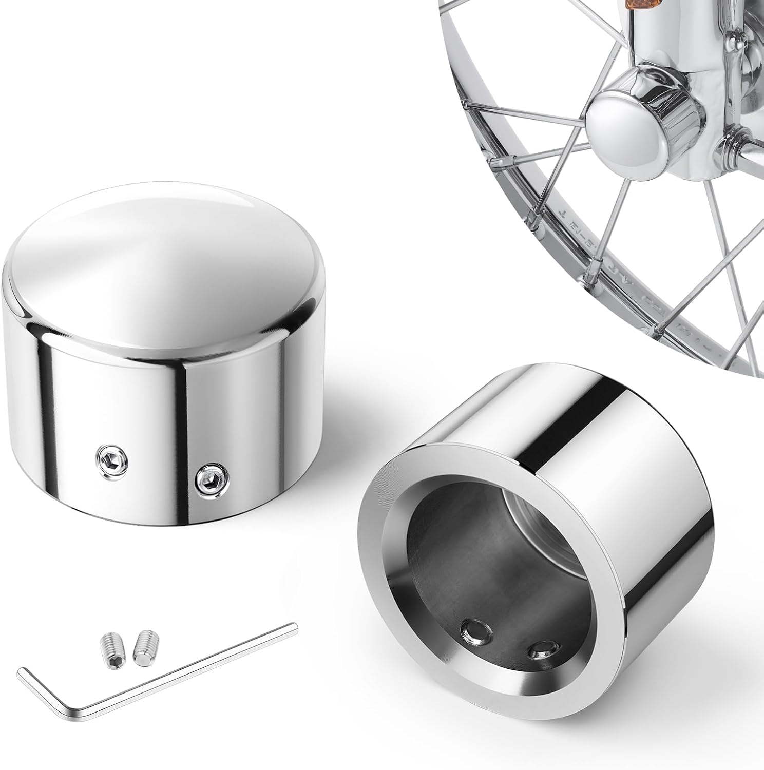 Motorcycle Front Axle Nut Covers - Black Spike Caps For Harley Davidson Street Glide, Road King, Fat Boy (2008-Up Models)