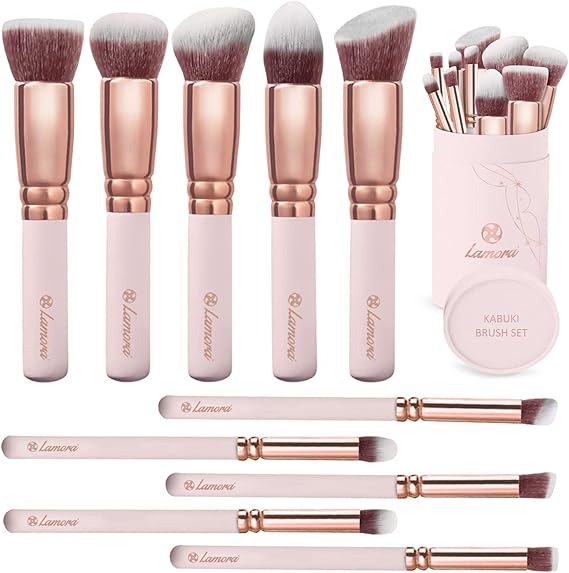 Kabuki Makeup Brush Set For Foundation Powder Blush Concealer Contour