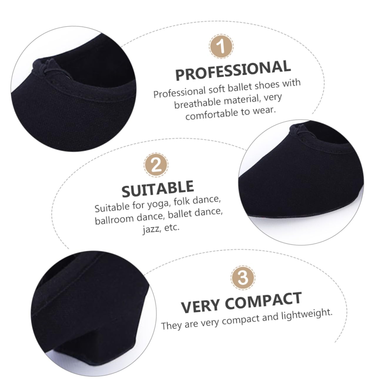 COLLBATH Scarpe da Ballo Ballerine per Adulti Balletto Toccare Le Scarpe Abbigliamento Scarpe da Yoga per Adulti Scarpe Latine per Donna Basso Tomaia: Tela Black