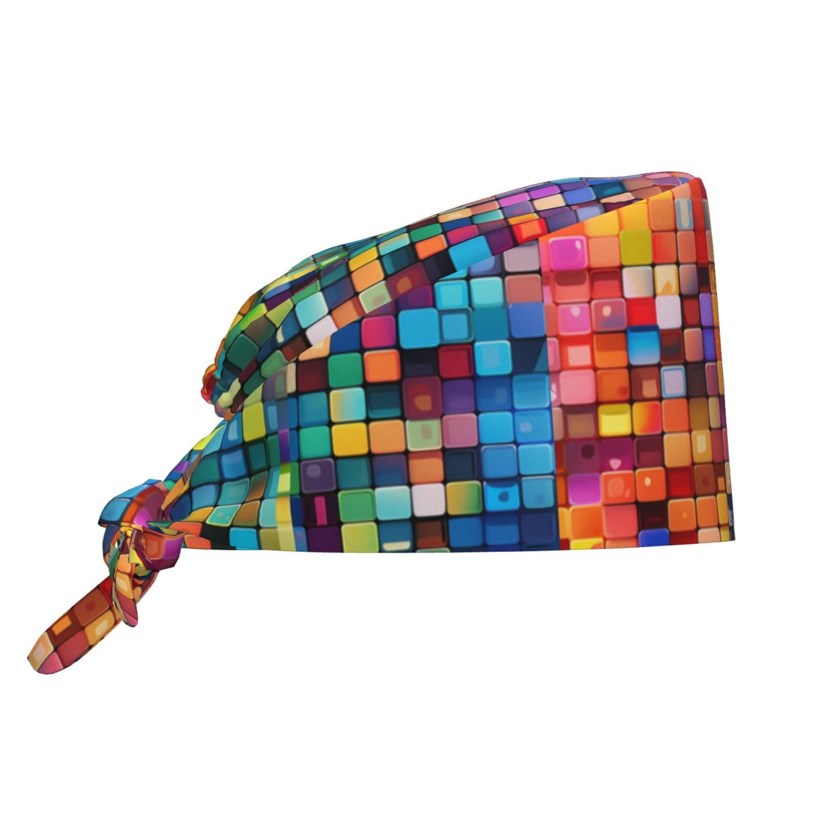 WHJSHOP Colorful Grid Picture Cleaning Working Cap Chef Hat for Women and Men, for Surgical, Nursing Black