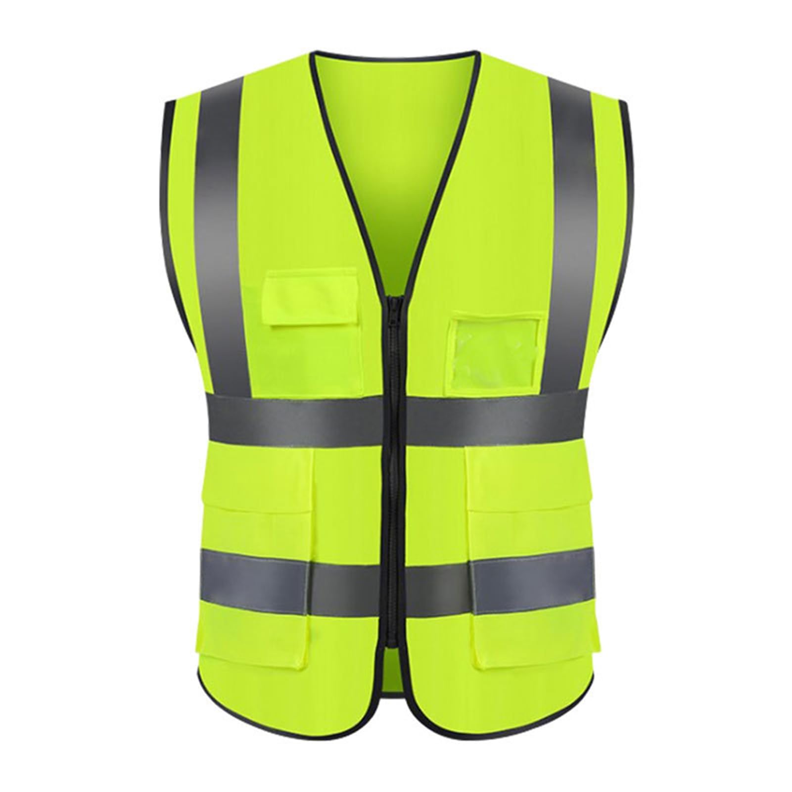 Hivisible Reflective Jacket High Visibility Waistcoat Reflective Vest Hi Vis Vest for Women Men High Visibility Reflective Safety Security Vest with Pockets Zipper Front Safety Vest Fluorescent Yellow