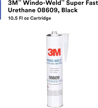 3M 08609 Window-Weld Super Fast Urethane Windshield Adhesive, High-Strength Fast-Curing One-Part Auto Glass Sealant, 10.5 fl oz (310 mL) Cartridge, Black
