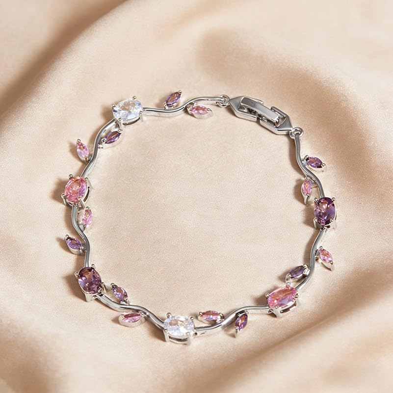 Image of Shining Diva Fashion Tulip Bracelet for Women, Floral Crystal, Anti Tarnish Jewellery Stylish Bracelet Gifts for Girls