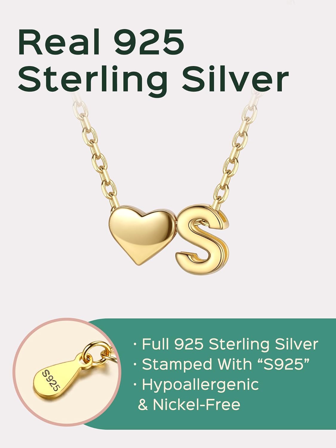 ChicSilver 925 Sterling Silver Heart Initial Necklaces for Women -Dainty Personalized Heart Pendant Letter Alphabet Necklace for Women - Image 4