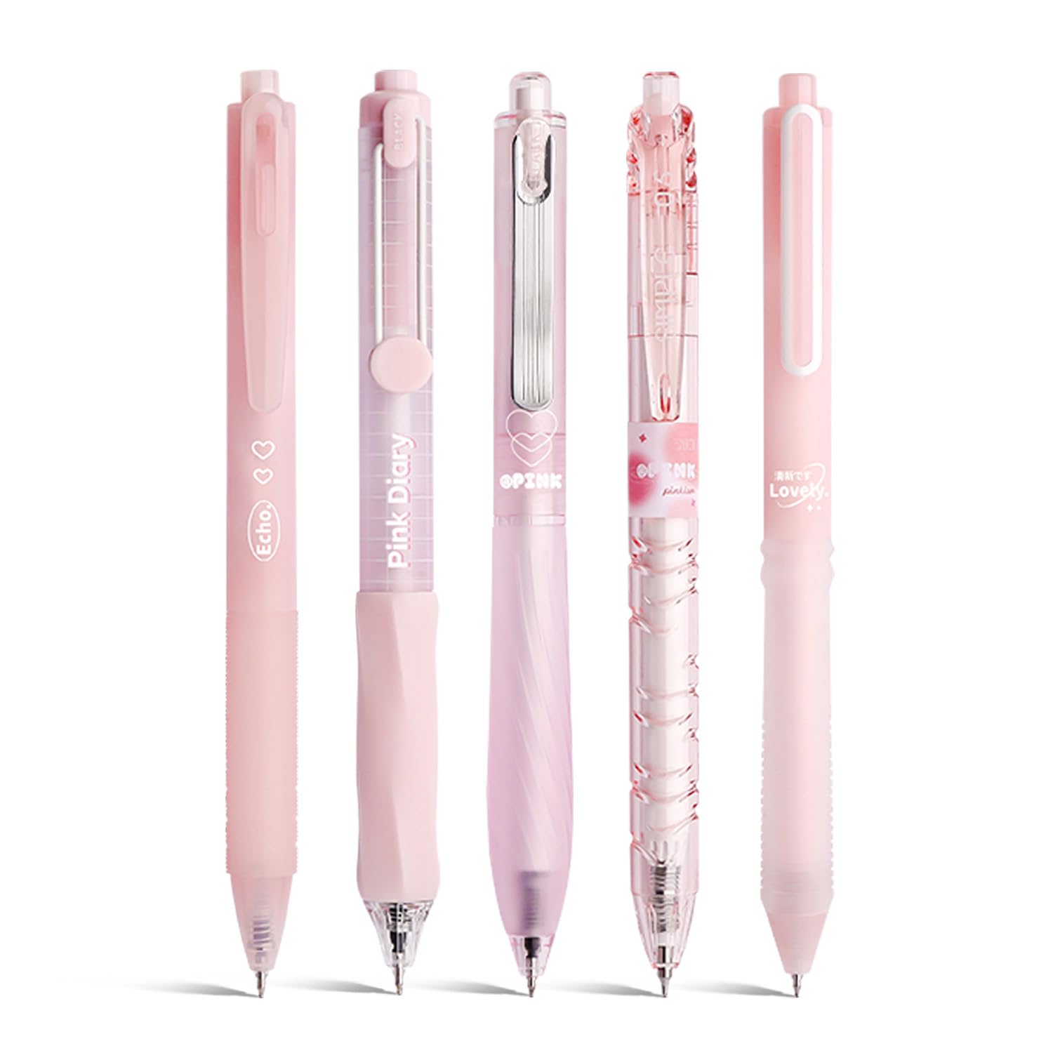 VideMundi 5 Count Pastel Gel Ink Pen Set,Cute Note Taking 0.5mm Fine Point Retractable 5 Count Black Ink Pens for Writing, Journaling, School, Office