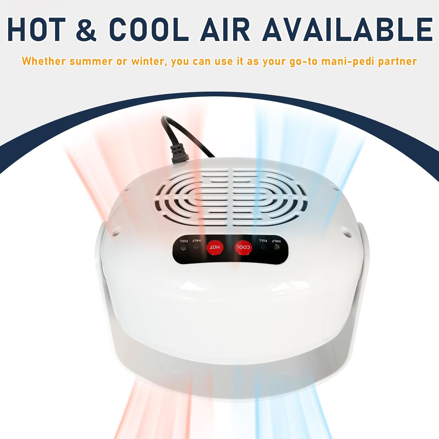 Nail Dryer for Regular Polish, Rotating Regular Polish Nail Dryer Fan with Hot and Cool Air, Professional Air Nail Fan for Salon and Home Use