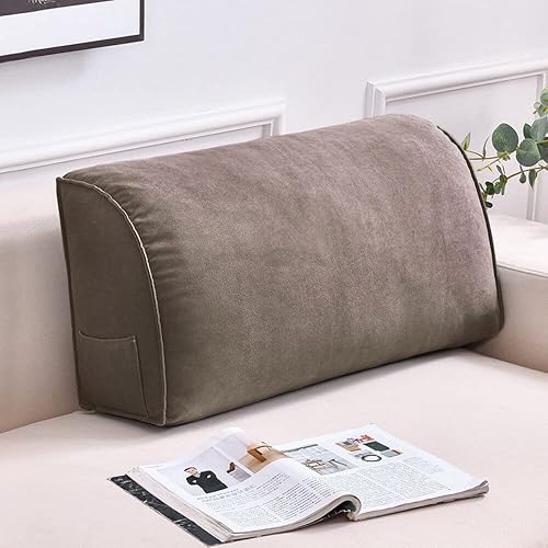 Miniatura 9 de Almohadas de cuña para cabecero, almohada de lectura, almohada de respaldo para sofá, cojín de cintura para uso diario (lino, 23.62 x 13.78 x 7.87