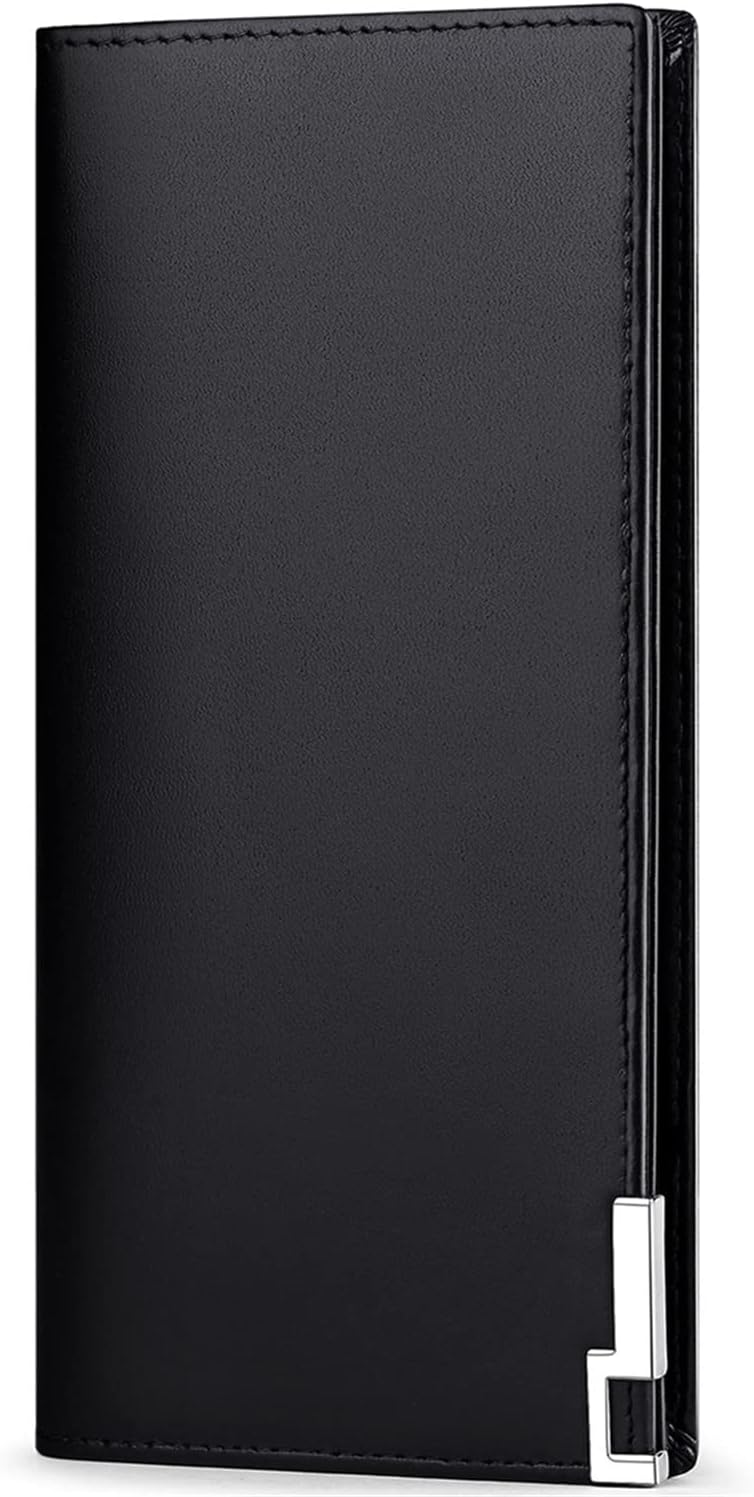 Huztencor Long Wallets for Men Leather RFID Blocking Bifold Wallet with Zipper