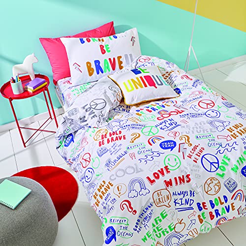 Image of Born To Bedding Born To Be Brave Organic Cotton Single Duvet Cover Set with Pillowcases Bright