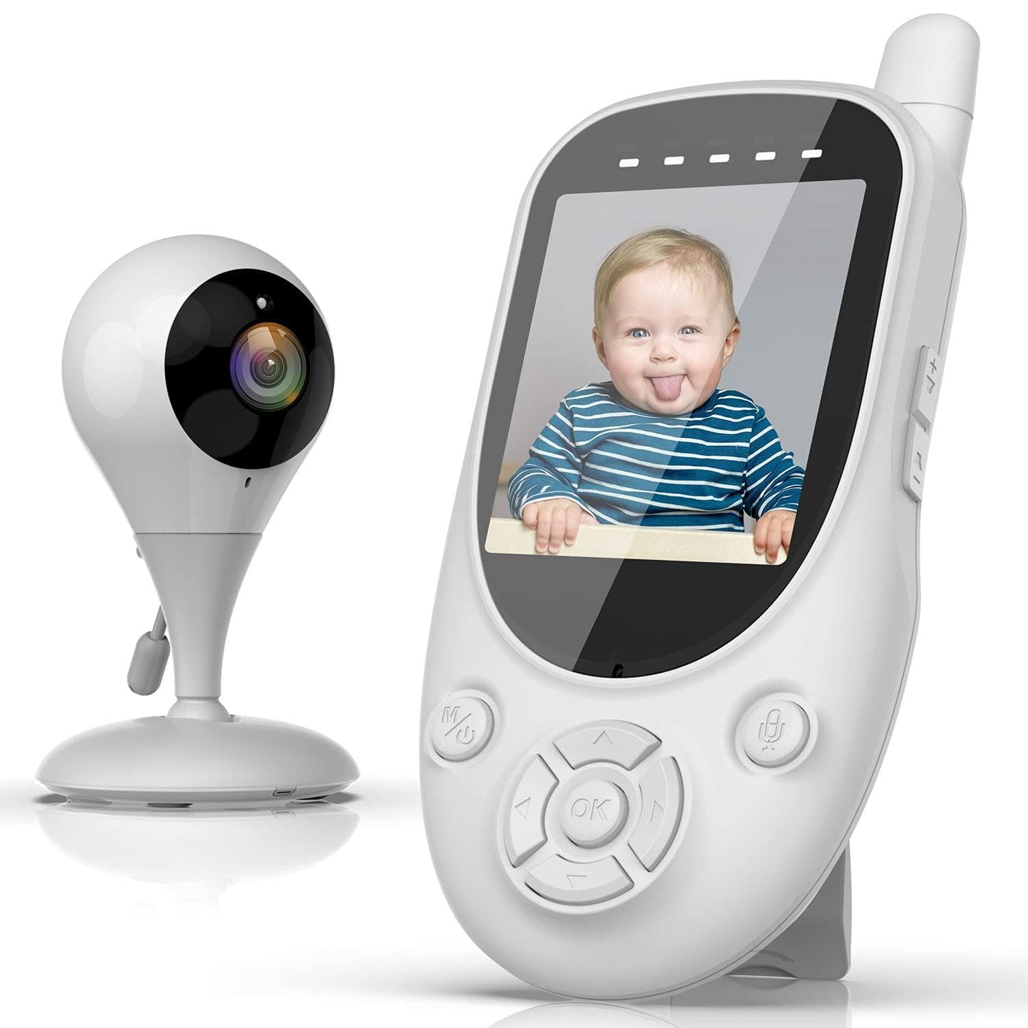 CAMWORLD Video Baby Monitor with Camera and Night Vision, 2.4” Screen Wireless Baby Camera No WiFi, 2-Way Audio, VOX Mode, Temperature Sensor, and Lullabies