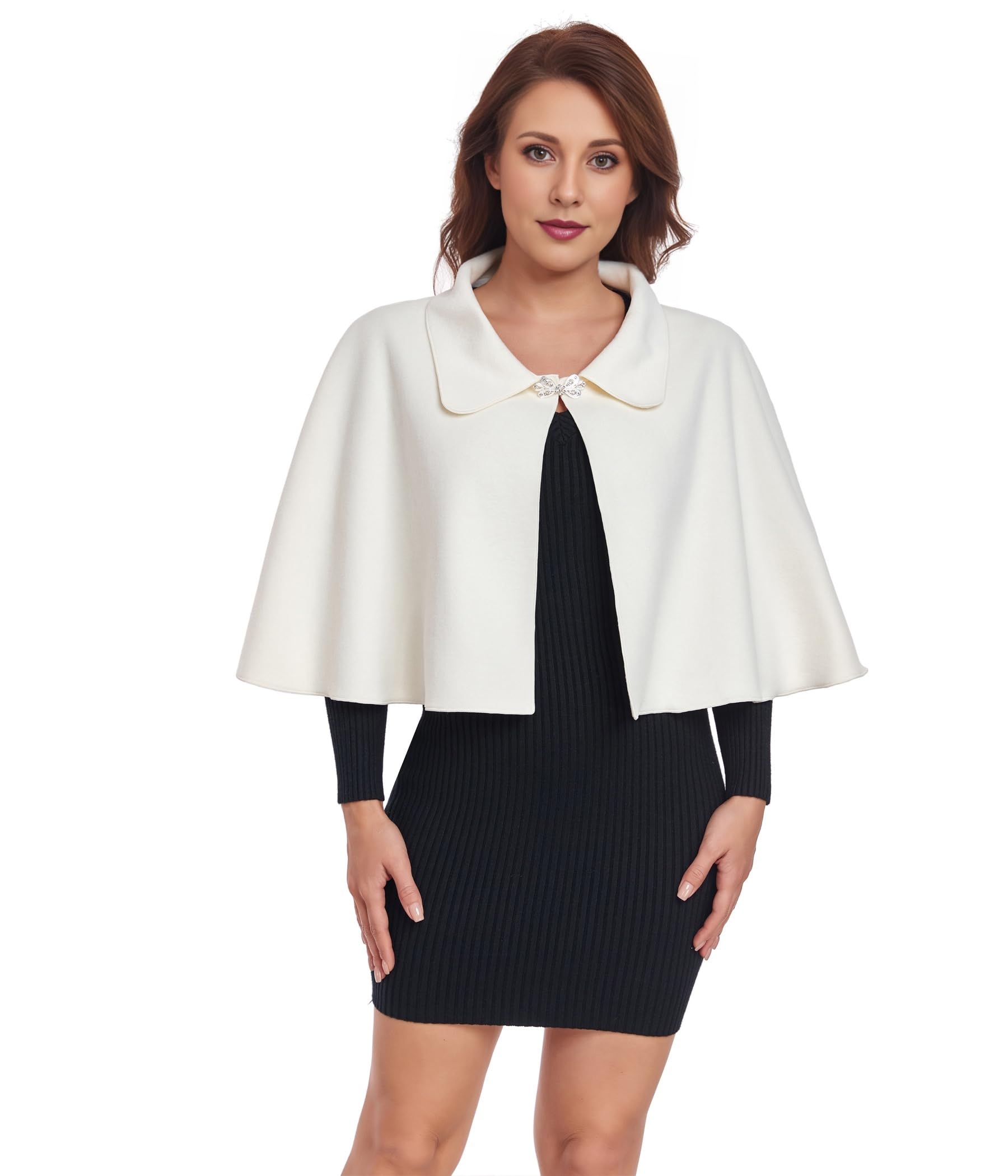 TONGFANTFL Cape courte pour femme - Poncho chaud pour l'automne et l'hiver